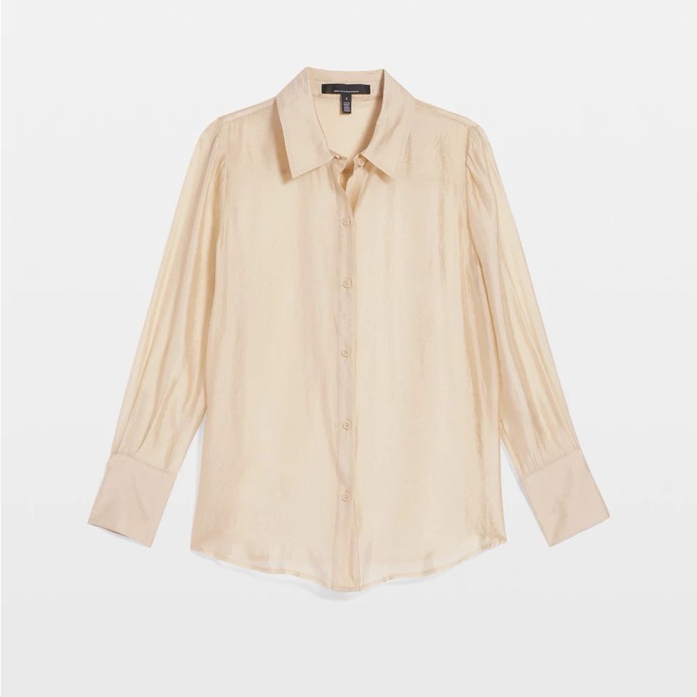 White House Black Market gold shine top